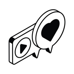 Video message, video conversation isometric icon in trendy style