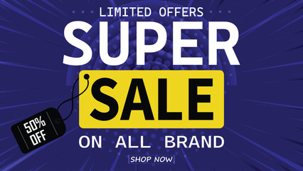 Sale banner template design . Super Sale, end of season special offer banner. vector illustration.