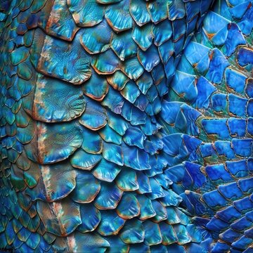 Blue lizard skin texture background, crocodile leather fabric material backdrop