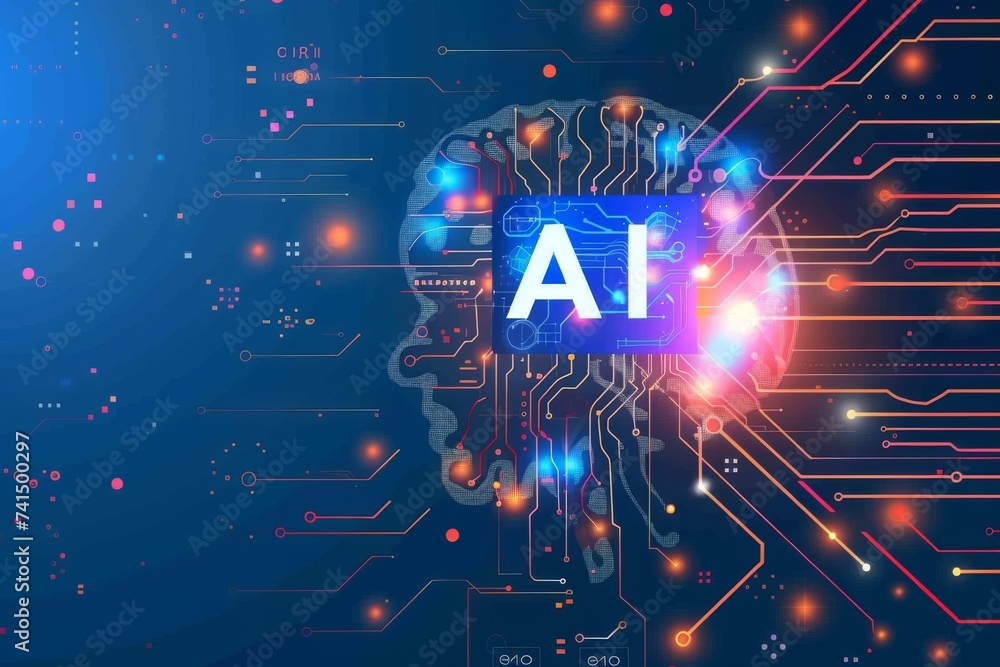 Poster ai brain chip version control. artificial intelligence pulsed laser mind huntington disease axon. se