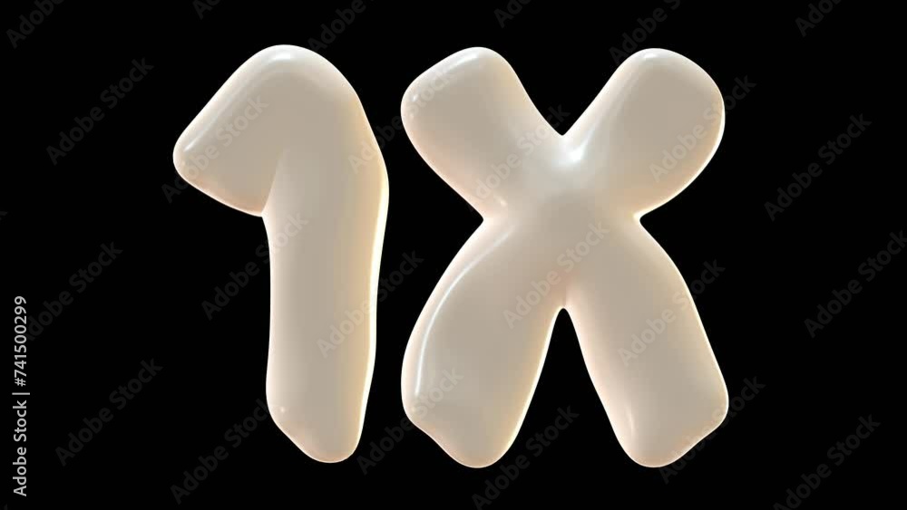 Poster 1x with milky color isolated on transparent background. 3d animation for double and bonus concept