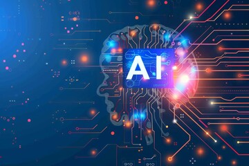 AI Brain Chip version control. Artificial Intelligence pulsed laser mind huntington disease axon. Semiconductor statistical process control circuit board quantum decoherence - obrazy, fototapety, plakaty