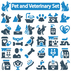 Pet and Veterinary icon set vector illustration