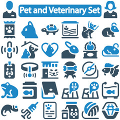 Pet and Veterinary icon set vector illustration