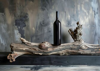 An elegant still life of red wine, aged wood and an artistic background - a symphony of texture and taste - obrazy, fototapety, plakaty