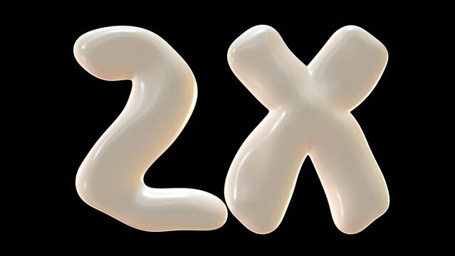 2x with milky color isolated on transparent background. 3d animation for double and bonus concept