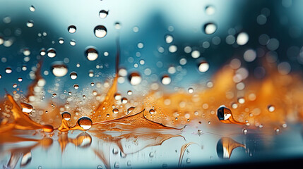 A delicate colored background consisting of drops of water on glass, like a watercolor picture of