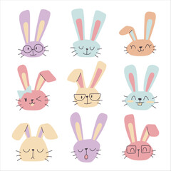Cute Bunny Characters Set
