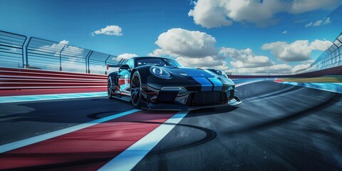 Coche de  carreras en un circuito