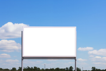 mockup outdoor billboard on blue sky background