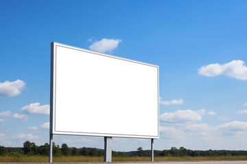 outdoor billboard mockup on blue sky background