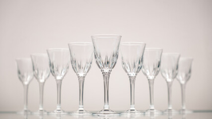 Empty crystal vintage glasses design.