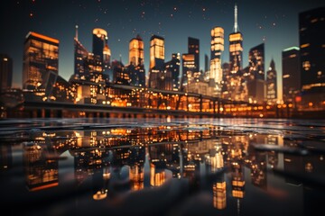 Fototapeta premium Amidst the futuristic landscape of a digital city, the stock market concept thrives, reflecting the dynamic nature of financial trading in urban environments