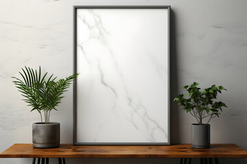 Minimal White Wooden Picture Poster Frame Mockup on Wall