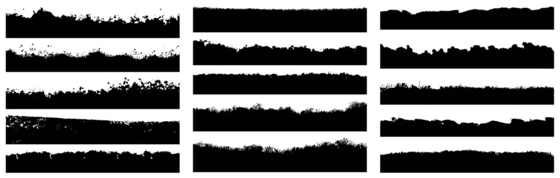 Big bundle of ink brush strokes. Grunge badge brush, box, frame, grunge background, Rectangle, splash. Vector paintbrush set. Black and white blob distress droplet grungy texture onyx canvas daub line