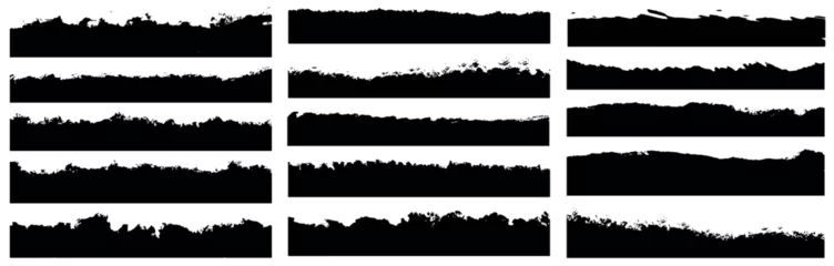 Fotobehang Set of grunge brush stroke dirty texture, paint brush stroke, ink splatter, ink brush. Abstract freehand drawing artistic design element. Big bundle square brush, rectangle brush, Grunge badge brush. © Md