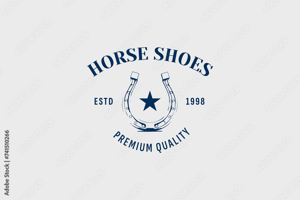 Sticker horseshoe logo vector icon illustration