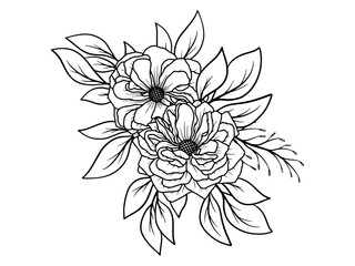Flower Line Art Bouquet Arrangement