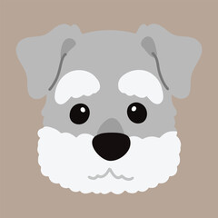 Simple and cute illustration of Miniature Schnauzer head flat colored