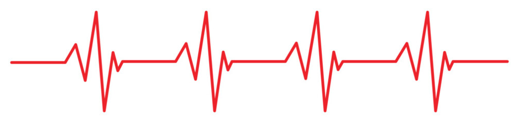 Heartbeat red line icon. EKG and cardio symbol. Vector illustration isolated on white background - obrazy, fototapety, plakaty
