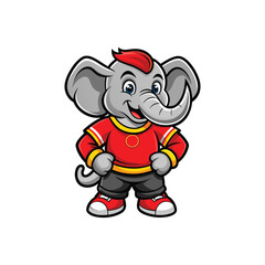 Cute elephant character on white background