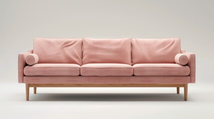 minimalist pink sofa, isolated on white