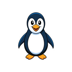 Cute happy penguin standing icon illustration