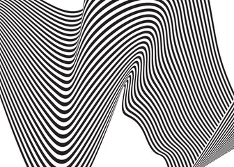 Black and white optical art ,abstract background wave lines ,vector illustration monochrome design. 