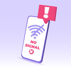 Mobile phone weak wifi signal. 3D Vector illustration.