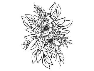 Corner Border Flower Outline Illustration