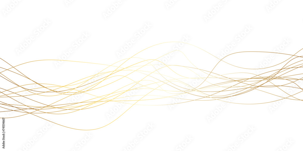 Poster abstract wavy lines flowing curve golden gradient color on transparent background. abstract white ba