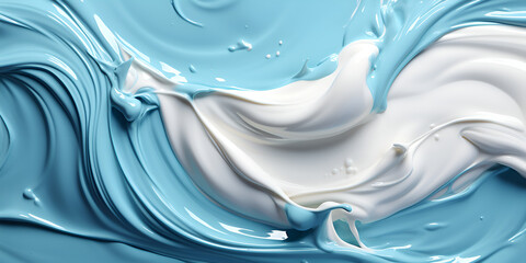 Close up of white and blue whipped cream swirl texture for background and design - obrazy, fototapety, plakaty