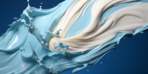 Close Up Of Creamy White Smears On A Blue Background A Body Skincare Cosmetic Product S Textured Beauty