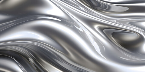Chromatic Silver Liquid Waves Texture Background