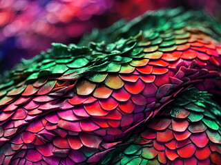 Abstract colorful close up scales surface texture
