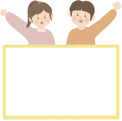 어린이 초등학생 공지 게시판 메시지 일러스트