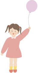 풍선 든 어린이 미소 일러스트 balloon children kids illustration