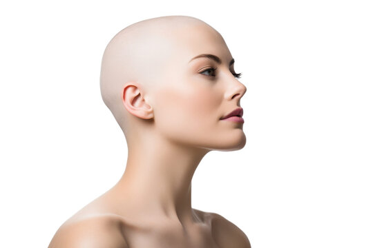 Shaved Head Cancer Patient Isolated on Transparent Background