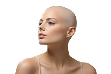 Head Profile of Cancer Patient Isolated on Transparent Background