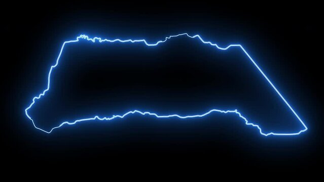 map of Arauca Department in colombia with glowing neon effect