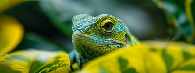 Fototapeta premium reptile, green, wildlife, wild, nature, lizard, animals, closeup