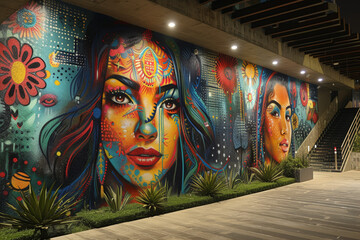 Obraz premium Transforming public spaces with creativity through urban graffiti and murals, showcasing artistic expression. Generative Ai.