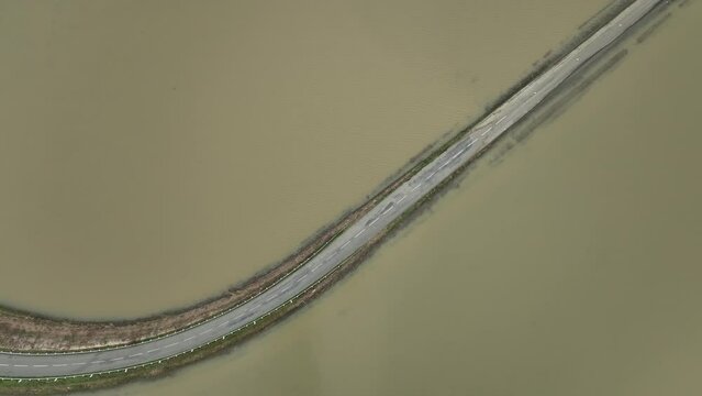 flooding of the La Sarthe river, at Briollay, Maine et Loire, France