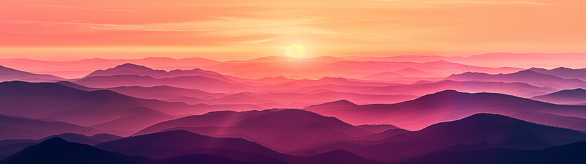 Fototapeta premium Layered Mountain Silhouettes at Sunset