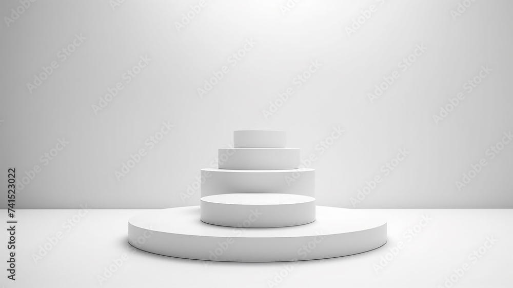 Wall mural white podium abstract empty three-dimensional platform design.
