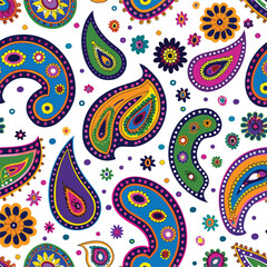 Beatiful colorful seamles paisley pattern isolate