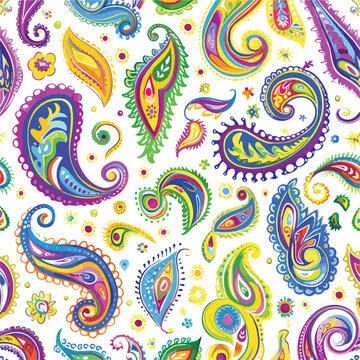 Beatiful colorful seamles paisley pattern isolate