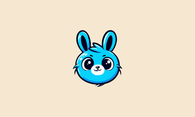 head rabbit blue cute vector illustration mascot flat design