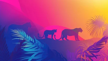 Zelfklevend Fotobehang Abstract wild animals gradient backdrop, wild nature gradient background © Prometheus 