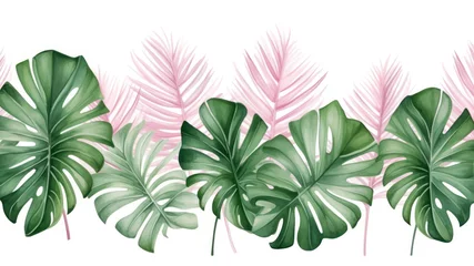  Seamless pattern with monstera leaves. Hand drawn vector illustration. © Ula